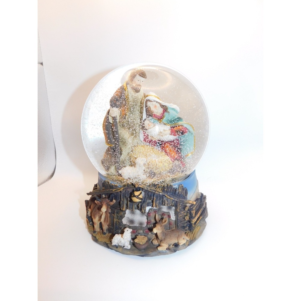 Large 9" Nativity Musical Snow Globe Plays Silent Night